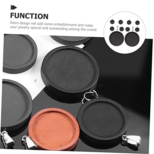 Abaodam 10 Peças Pingente Redondo De Madeira Bandeja De Servir De Aço Inoxidável Bandeja De Joias Ba