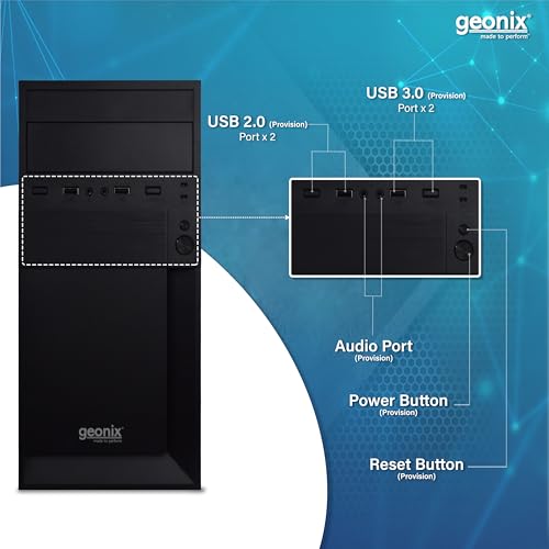 GEONIX Metal Gx-1714 Cabinet/Computer Case with Audio Port, 2 USB 2.0 Port, Micro/Mini ATX Compatible, Ideal for Home, Office, Gaming (Black) - Image 3
