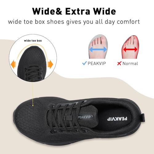 Image of Wide Steel Toe Shoes for Men Orthopedic Safety Shoes with Arch Support, Comfortable Cushioned Work Shoes Non Slip Walking Sneakers