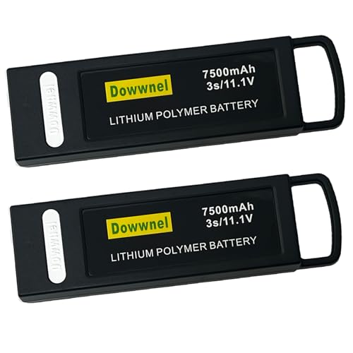 7500mAh 11.1V 3S High Capacity LiPo Battery, Extra Flight Time Drone Battery for YUNEEC Q500 / Q500+ / Q500+PRO / Q5004K / Yuneec Q500 4K Typhoon G RC Dr Quadcopter -2Pcs Black