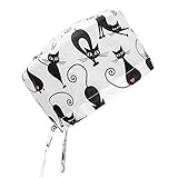 KATE BIANCO Cap Surgical Hat Unisex Medical Uniform Doctor Nurse (OS, Hat Cat Black)