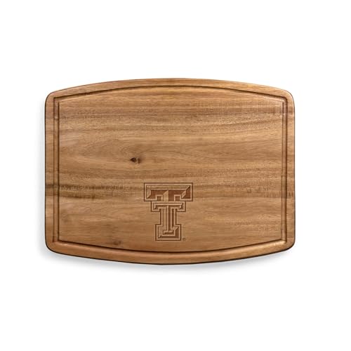 PICNIC TIME NCAA Texas Tech Red Raiders Ovale Acacia Cutting Board, Charcuterie Board Set with Juice Groove for Spills, Wood Serving Platte, (Acacia Wood)