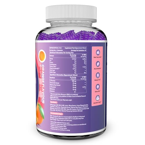 Image of NATURYZ Yummeez Melatonin 10mg Gummies for Sleep - Non-Addictive | No Added Sugar | Valerian Root, Chamomile | Enhance Sleep Quality for Restful Nights, Wake Up Fresh & Energetic - 50 gummies(Orange Flavour)