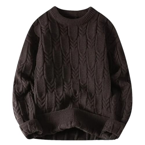 Men's Idle Style Crew Neck Thickened Knit Casual Pullover Loose Fit Long Sleeve Trendy Slim Fit Sweater