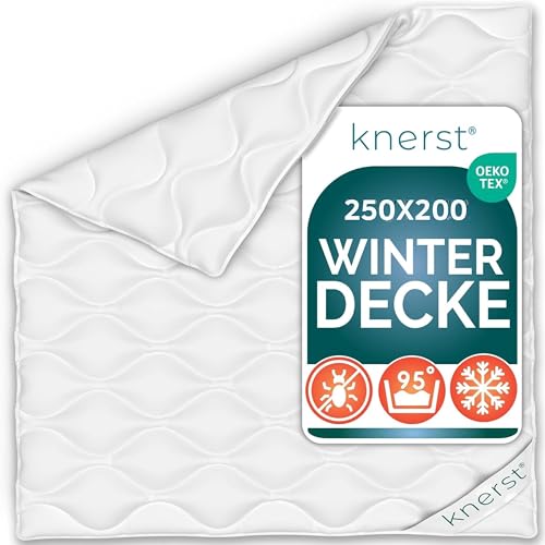 KNERST® Winterbettdecke 250x200 cm – extra warme Winterdecke – Decke atmungsaktiv & temperaturausgleichend – warme Steppdecke waschbar – Decke ideal für Allergiker