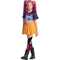 HIDLY New Halloween Demon Costumes Pop Singer Cosplay Embroidery Coat Top Shorts Costume Dance Stage Outfit Set (Purple,9-10 Years)