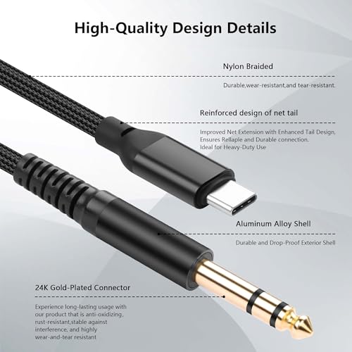 Cable USB C a Jack 6.35mm TRS Audio 1.0 m miniatura 3