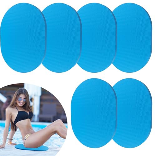 HFYZZ 6 Pcs Poolside Seating Mat Seat Cushion, Soft Oval Foam Poolside Cushion for Edge of Pool, Portable Poolside Seat Pad for Above Ground Pools Lounging - 18 x 14 x 0.8 Inch