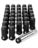 Orion Motor Tech M14x1.5 Lug Nuts Black with Spline Tuner, XL 2 inches Length with Cone Seat, Compatible with Ford F250 F350 Super Duty (08-25), Chevy Silverado 1500 2500HD and GMC Sierra, Set of 32
