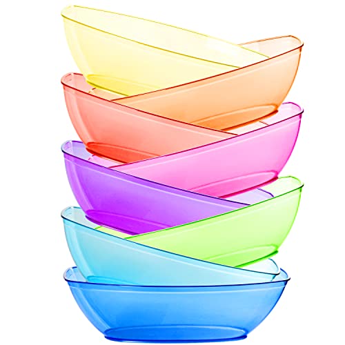 Youngever 8 Pack 2400ML Luau Plastic Mixing and Serving Bowls, Popcorn Bowls, Salad Bowls, Chip and Dip Serving Bowls, Set of 8 (Rainbow)