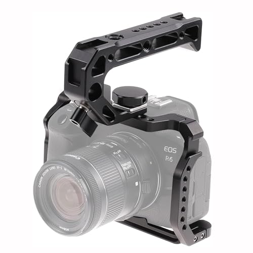 Cage FOTGA pour Canon EOS R5 R5C R6 avec poignée supérieure en aluminium et plaque Arca Swiss