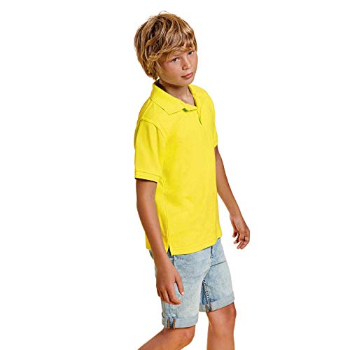 Polo para Niños 100% Algodón con Manga Corta, Cuello Acanalado, Tapeta y Tres Botones – Camiseta Infantil Moda Casual y Deportiva Transpirable de Colores (Amarillo, 1/2)