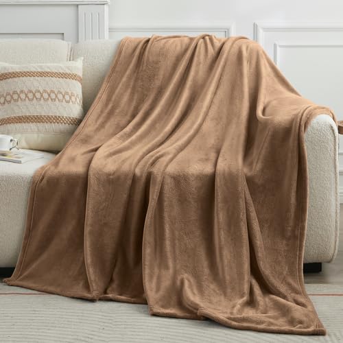 KMUSET Brown Throw Blanket Twin Size - Warm Cozy Soft Lightweight Blankets All Seasons Suitable 60 x 80 inches