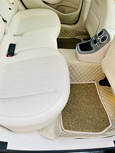 Image of KA10 7D Car Floor Mat for 3 | Custom Fitted | Premium PU Leather | 100% Waterproof, Zero-Dust, Shield Your Car Floor | Full Set with Grass | (Beige with Beige)