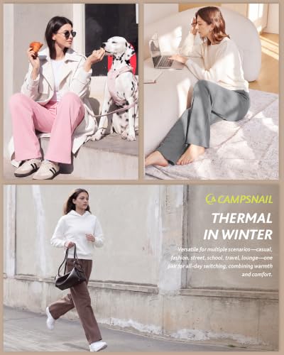 Womens Fleece Lined Wide Leg Sweatpants - Winter Warm Thermal Sweat Pants - image 2
