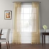 HPD Half Price Drapes SHCH-VOL7-84-PR Solid Voile Poly Sheer Curtain Pair (2 Panels), 50 X 84, Soft Tan