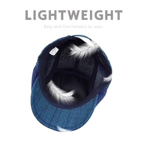 Image of Men's Cotton-Hemp Blend Newsboy Cap - Lightweight Summer Flat Cap for Driving & Outdoor Style