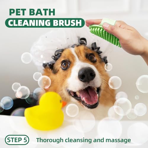 Image of Pet Grooming Kit - 7 PCS Green Deshedding Brush Set with Undercoat Rake, Slicker Brush, Bath Brush & Nail Clipper for Short & Long-Haired Dogs and Cats