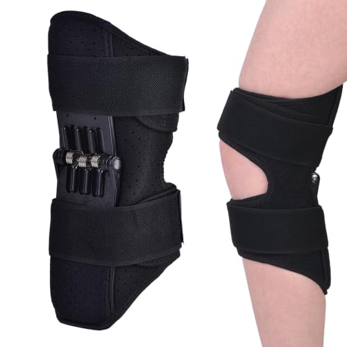 Spring-driven knee support，Knee Brace,Enhances joint assistance during stair climbing, squats, and daily activities - Ergonomic patella support with adjustable straps (Black)