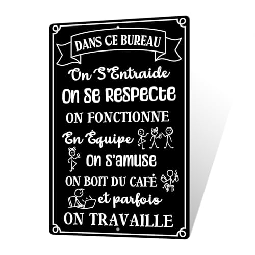 Putuo Decor Plaque Métallique 'Dans Ce Bureau, On...
