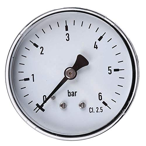 Mini manómetro de alta precisión de 0-6 bar Probador de presión de montaje de rosca de 1/4 Npt Compatible con agua líquida de aceite de aire de combustible (Color : Black) (Black)