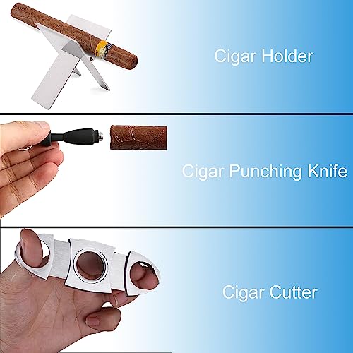 Travel Cigar Humidor Box Case, Portable Cigar Box With Humidifier Disc &Cigar Cutter &Cigar Stand &Cigar Punch Cutter, Waterproof Pressure-Proof And Dust-Proof Airtight Seal Durable Cigar Humidor #TOP1