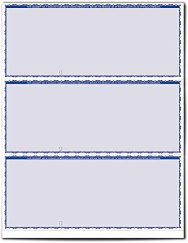 VersaCheck Secure Checks - 750 Blank Business Checks - Blue Premium - 250 Sheets Form #3000-3 Per Sheet - Thumbnail 2
