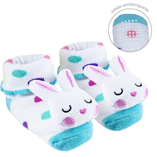 Buba Meias Antiderrapantes Com Chocalho Coelho Azul