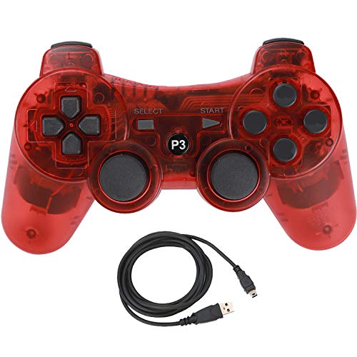 最安値 Aoityle Ps3対応 ワイヤレスコントローラー 互換 Usb ケーブル付属 透明な赤 の価格比較