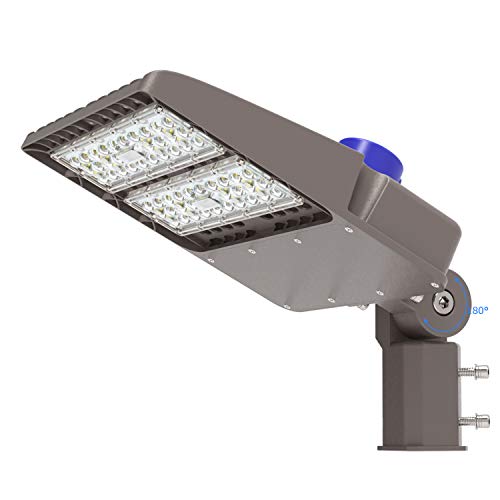 TENKOO 200W LED Parking Lot Lights with Photocell 5000K Commercial LED Area Lighting 26000LM IP65 LED Street Lights Shoebox Pole Lights Included Slip Fitter, Brown