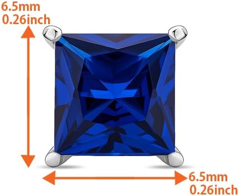 Orovi 0.25Inch Square 14K Gold Earrings for Women in Solid 14K White Gold 585 with Sapphire/Ruby/Emerald Gemstones, Stud Earrings For Women Hypoallergenic, Women's Jewelry Delivered in Jewelry Box