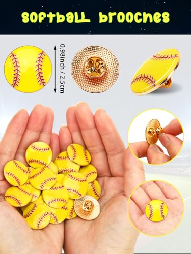 Image of JUNEBRUSHS 28pcs Softball Enamel Pins Sports Lapel Pins for Softball Lovers Party Birthday Themed Party Decorations Supplies Favors Backpack Hat Decor Accessories