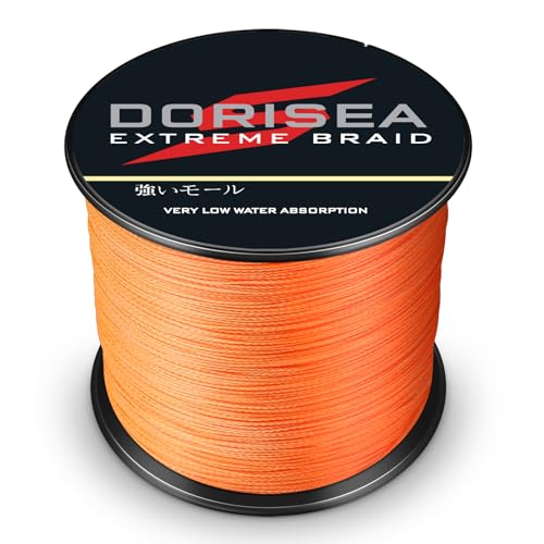 Dorisea Linha de pesca trançada Extreme Braid 100% laranja Pe 109 jardas-2187 jardas 2,7-249,5 kg fi