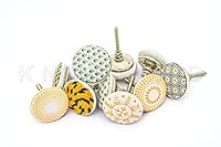 Xfer Keramikknauf für Türen, Schubladen, Schrank, Schubladen, etc., Vintage-Look, goldgelb, 10 Stück