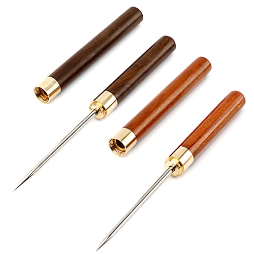 2 Pack Stainless Steel Ice Pick, 8-inch Pick Tool for Breaking Ice with Safety Cover, Non-slip Wooden Handle Trident Ice Dispenser for Bartending, Ice Hockey Shaving, Bar, Banquet