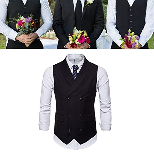 Business Double Breasted Suit Vest, Black and Gray Lapel Casual Formal Groomsmen Dress Waistcoat for Wedding Prom Banquet (Color : Gray, Size : Large)4