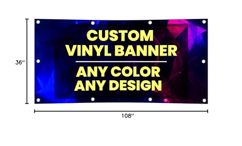 Personalized Custom Vinyl Banner Printing Indoor or Outdoor use Printed Business Event Birthday Party Large Custom Vinyl banner for Party Decoration Factory of Stickers (3'x9')