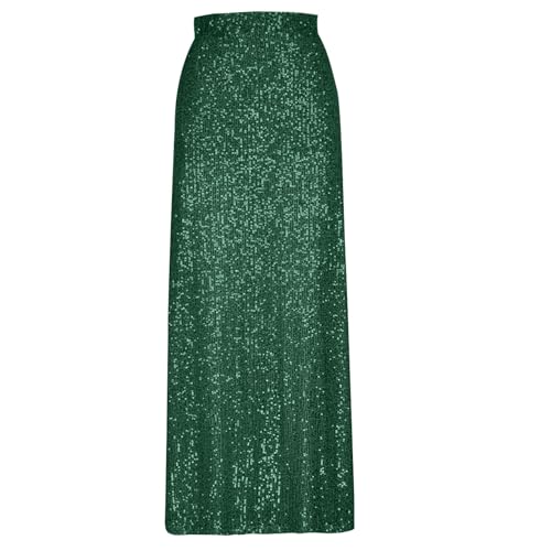 Women’s Sequin Midi Skirt Stretchy High Waist Long Skirt Sparkle Glitter Pencil Skirts Night Out Party Maxi Skirts4