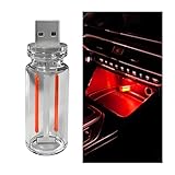 TSUGAMI Retro Car USB LED Atmosphere Light, Plug-in Mini Glass Bottle Vehicle Ambient Night Lighting with Touch Dimmable, Portable Automotive Interior Decor Lamp, Universal for SUV RV Truck(Red)