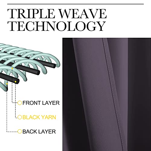 image for NICETOWN Greyish Purple Blackout Curtains 78 inches Length for Bedroom