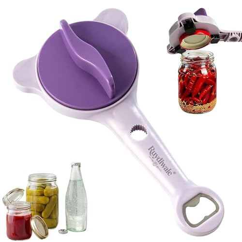 Adjustable Stainless Steel 4-in-1 Grip Jar Opener (Purple)