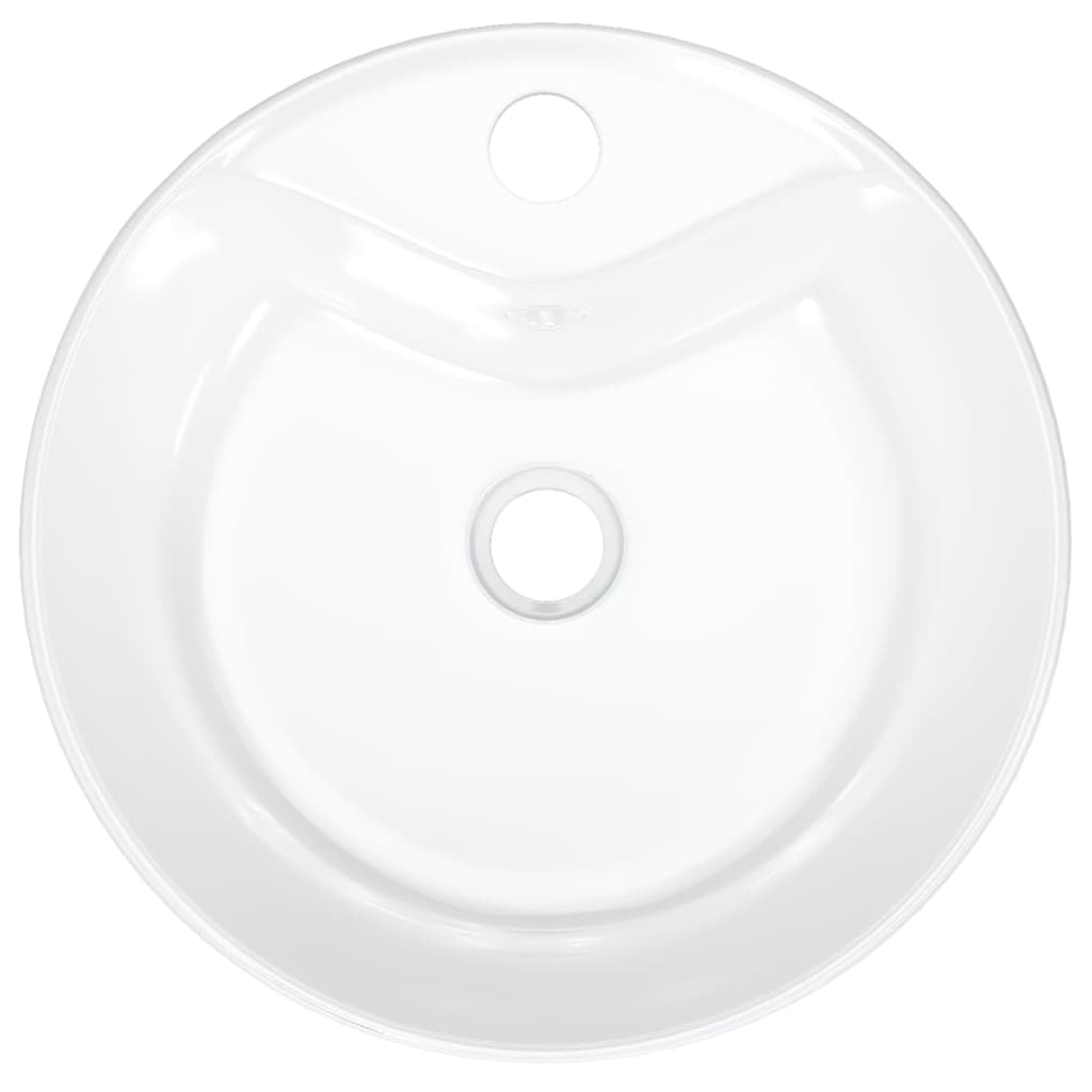 ShGaxin Lavabo Redondo de cerámica Blanco 40x14,5 cm, Fregadero, Lavabo Baño, Lavamanos Baño, Lavatorio Casa De Banho, Mueble Lavabo sobre Encimera