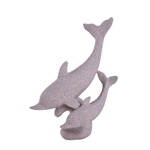 Figurine de dauphin en pierre de sable : sculpture d'animal vintage pour bureau et maison
