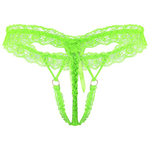 Linjinx Men's Lace See-Through Sissy Panties Hollow Out Bikini Briefs T-Back Jockstrap Underwear2