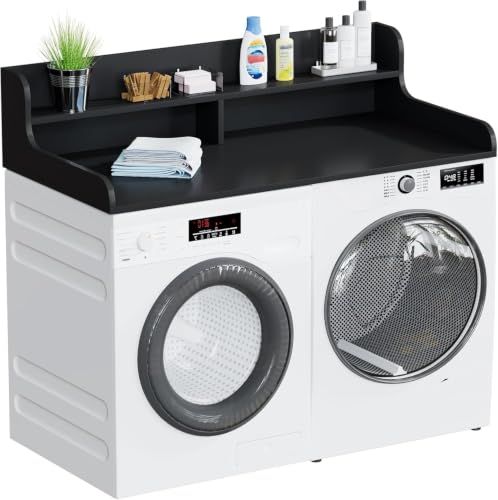 2-Tier Washer and Dryer Countertop, 54" x 27.5" Laundry Shelf with Edge