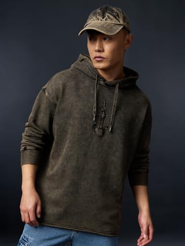 Pull à capuche de qualité supérieure brodé Popeye en coton délavé - 3