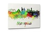 Watercolor City Splash Skyline Wall Art Canvas Print (Memphis)
