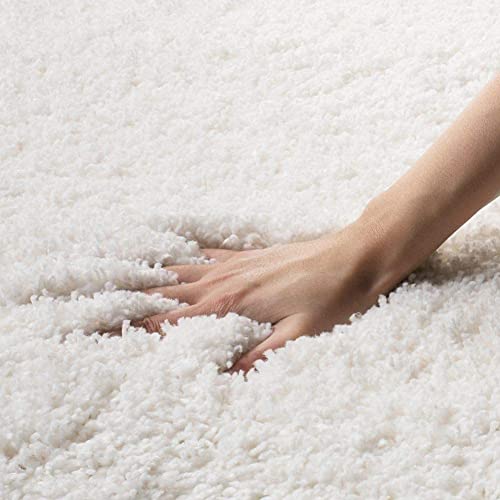 Image of Shaggy Carpet for Home 7X10 FEET Ultra-Soft, Thick, and Stylish Shag Texture Ideal for Living Room, Bedroom, or Office - Easy to Clean and Perfect - White,