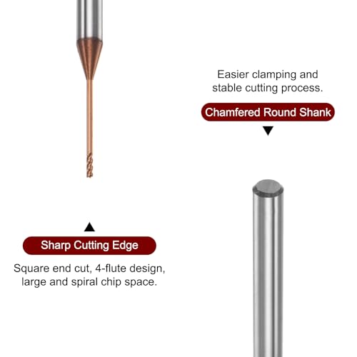 Image of HARFINGTON 2pcs Square Nose End Mill 4mm Shank 1mm x 15mm AlTiSin Coated Solid Carbide Long Reach Extended Neck 4 Flutes CNC Router Bit Milling Cutter for Stainless Steel Hardened Steel
