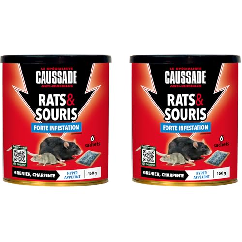 Caussade Anti Rats & Souris - Efficacité Radicale - Lieux secs - 6 Sachets céréales - Prêt à l'emploi - Une Ingestion Suffit - 150g CARSC150N (300g)
